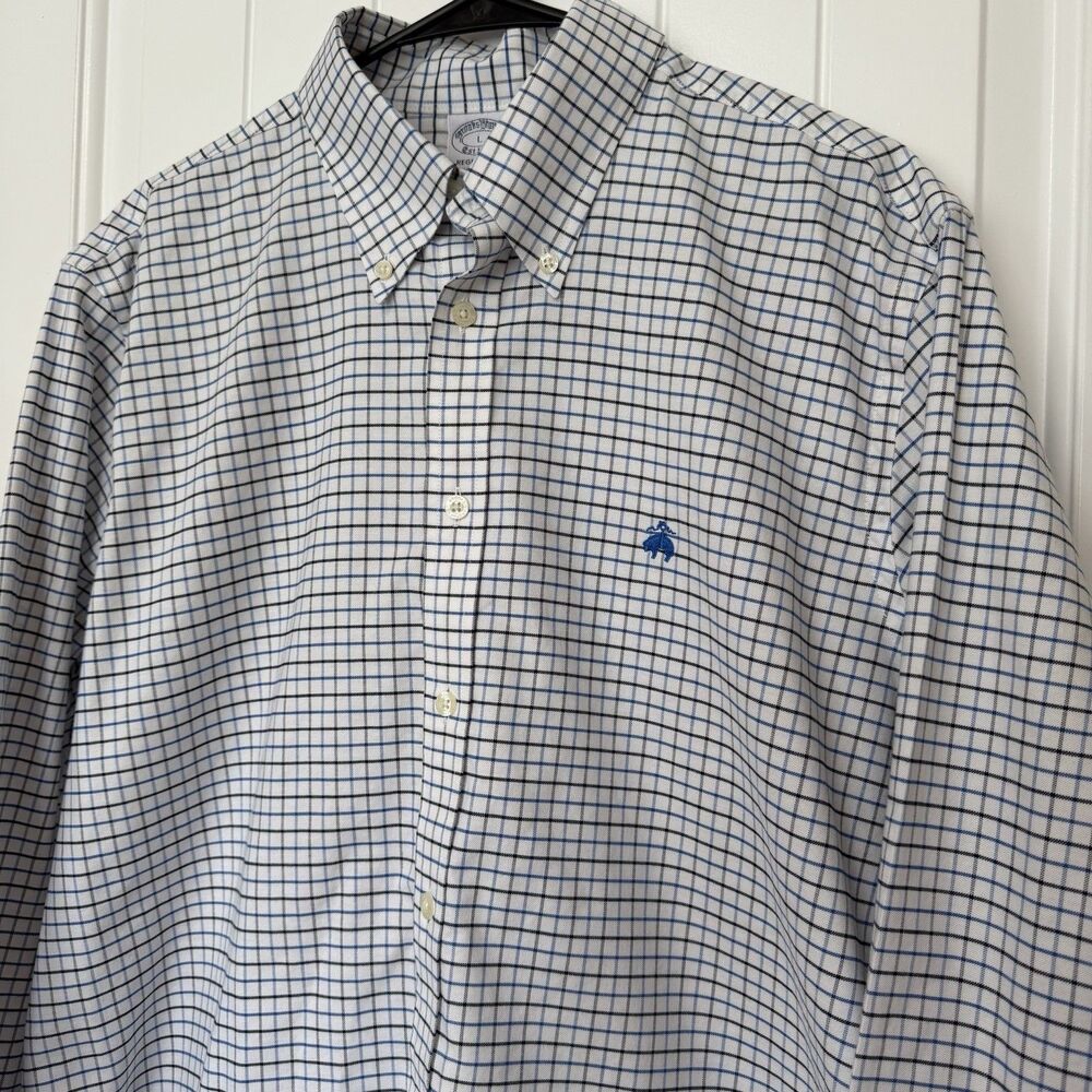Brooks Brothers Regent Fit Long Sleeve Button Down Plaid Shirt Men’s Large Blue